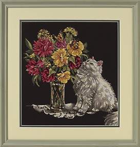 Cat and Flowers - Dimensions::Wendy_Stevenson Pattern