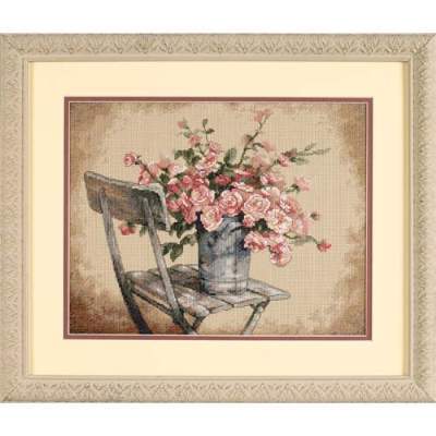 Roses on White Chair - 