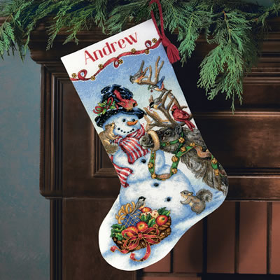 Snowmen Gathering Stocking - Dimensions Pattern