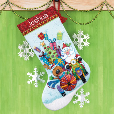 Santa's Sidecar Stocking - Dimensions Pattern