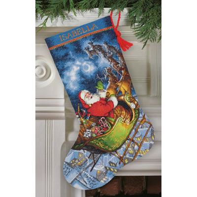 Santa's Flight Stocking - Dimensions Pattern