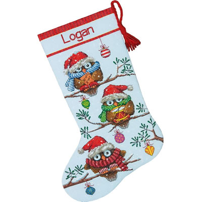 Holiday Hooties Stocking - Dimensions Pattern