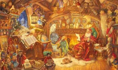 St. Nick in His Study - 