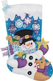 Frostys Ornament Collection Stocking - Janlynn Pattern