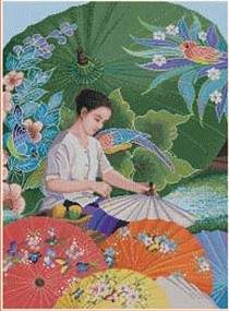 Thai Parasol Painting - Pinn_Stitch Pattern