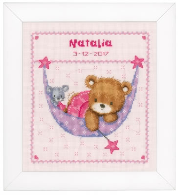 Little Girl Bear Hammock Birth Record - 