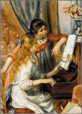 Two Girls at a Piano - Cross_Stitch_Collectibles Pattern