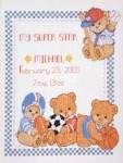 Sports Bears Birth Record - Cross Stitch Pattern