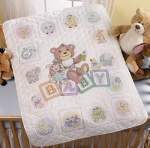 Baby Blocks Crib Cover - Cross Stitch