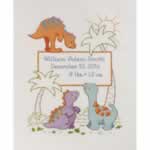 Cute A Saurus Birth Record - Cross Stitch