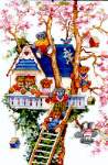 Tree House Bears - Cross Stitch 
