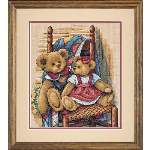 Teddies on Quilt - Cross Stitch 