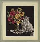 Cat and Flowers - Cross Stitch 
