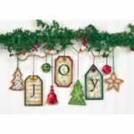 Joy Tag Ornaments - Cross Stitch 