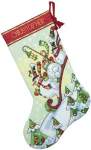 Sledding Snowmen Stocking - Cross Stitch Pattern