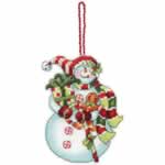 Snowman with Sweets Ornament - Cross Stitch 