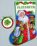 Sleigh Bell Santa Stocking - Cross Stitch Pattern