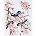 Chickadees and Apple Blossoms - Cross Stitch Pattern