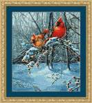 Snow Fire Cardinals - Cross Stitch Pattern