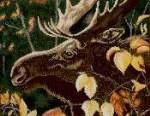 Moose of Red and Gold - Cross Stitch