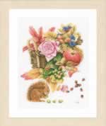 Squirrel with Autumn Basket - Cross Stitch Pattern