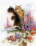 Cats and Foxgloves - Cross Stitch 