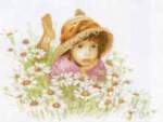 Little Girl in a Field of Flowers - Cross Stitch 