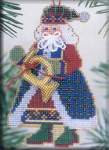 French Horn Santa - Cross Stitch