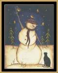 Snowman with Black Cat - Cross Stitch Pattern