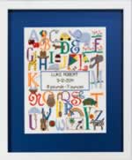 Bright Alphabet Birth Announcement - Cross Stitch Pattern