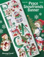 Peace Snowfriends Banner - Cross Stitch