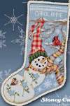 Jingle Bell Snowman Stocking - Cross Stitch Pattern