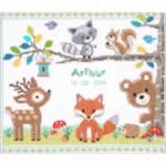 Forest Animals Baby Sampler - Cross Stitch