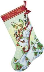 Sledding Snowmen Stocking by Dimensions - Cross Stitch Kits & Patterns